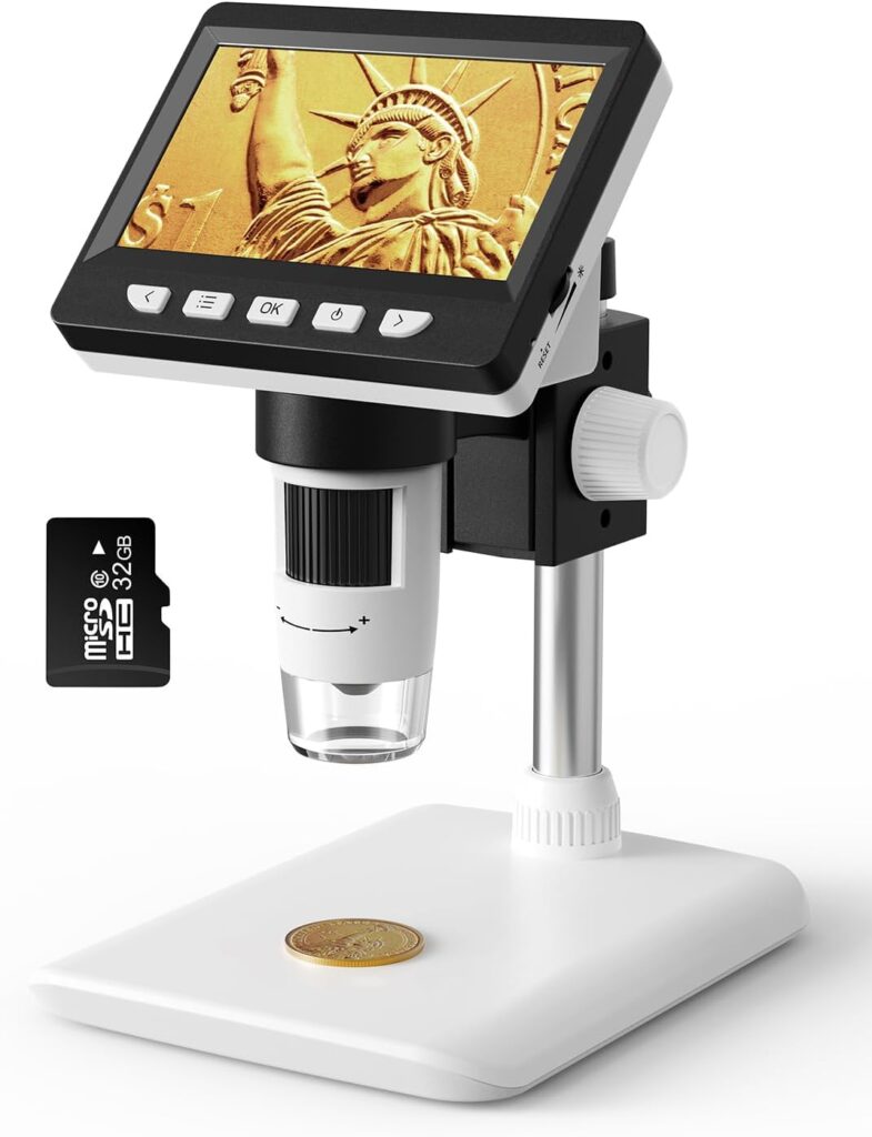 4.3 LCD Digital Microscope for Adults, SKYEAR Coin Microscope 50X - 1000X Magnification with 8 Ajustable LED Fill Lights, USB Microscope for Windows/MacOS