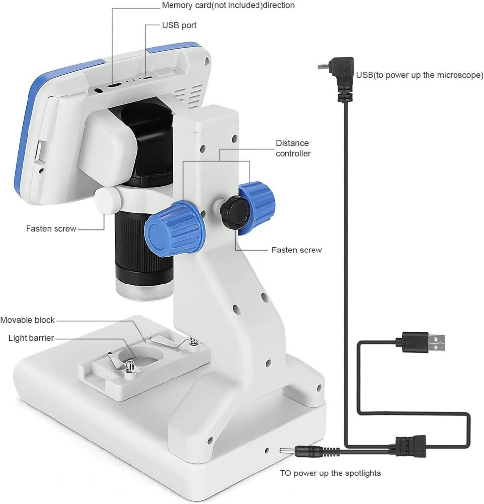 Andonstar AD205 LCD Digital Microscope 200X Magnification USB Microscope for Kids Children Student Hobbyist DIY, Lab School Fun Educational with Slides Kit, Plant Stone Specimen Slides Observation