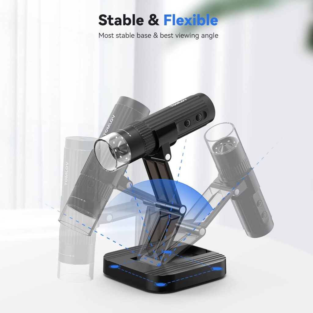 TOMLOV DM4 Coin Microscope 1000X with 4.3 Screen, 720P LCD Microscope with Metal Stand, 8 Adjustable LED Lights, PC View for Kids Adults, Windows Compatible, 32GB TF Card Included